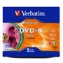 DVD-R Colour Verbatim 4.7GB 16x Pack-5 - 43557